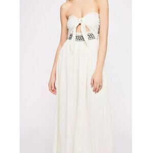 Free People CARMEN Sz XS  Wide Leg Palazzo Smocked Jumpsuit